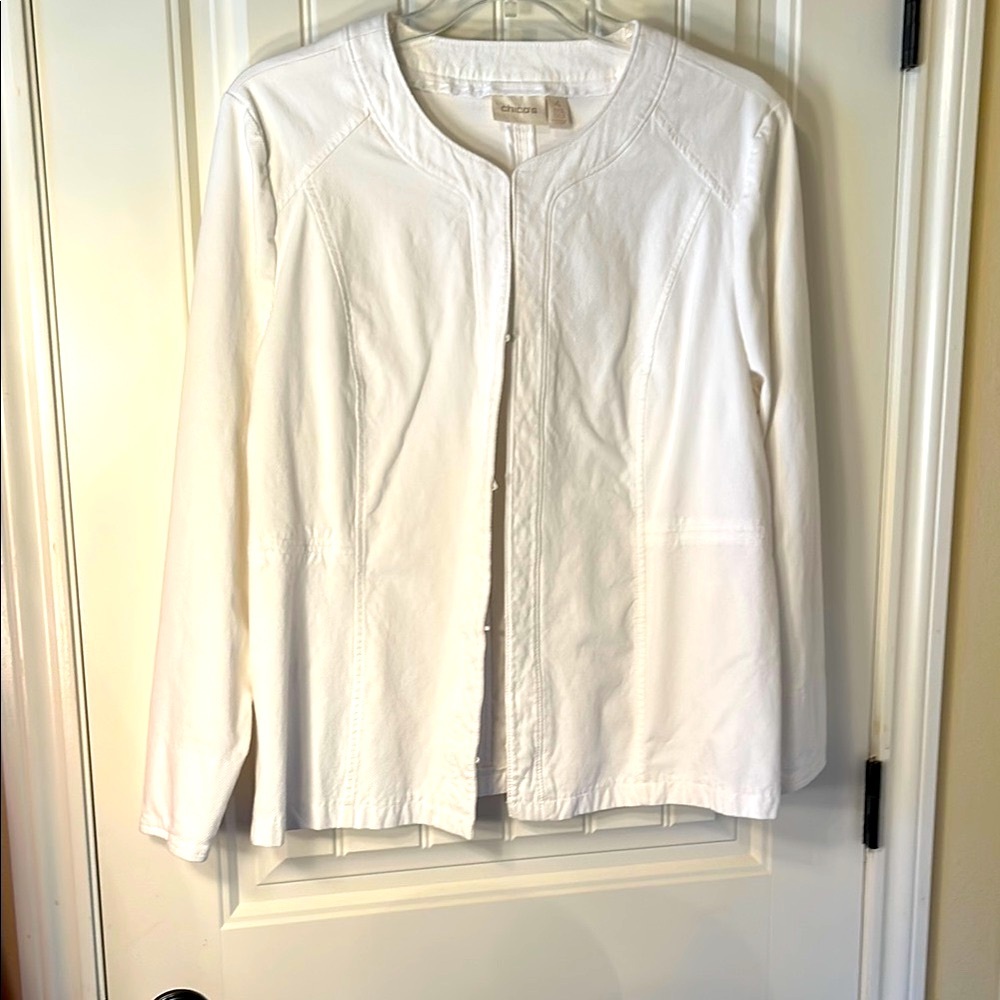 Chico's Cream Textured Jacket - image 1
